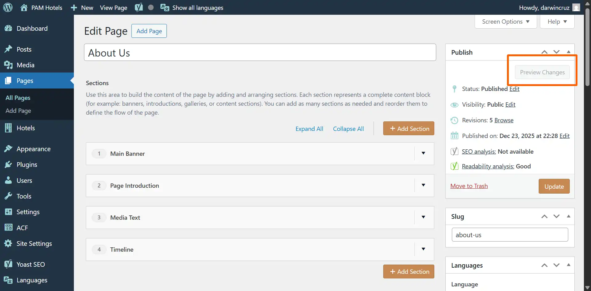 Botón Preview deshabilitado