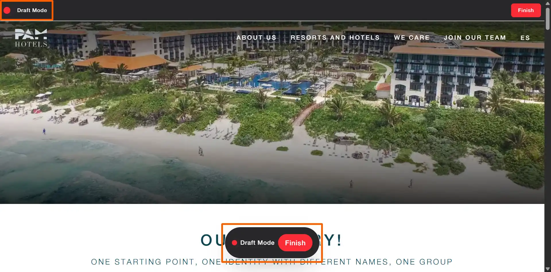 Cómo se ve una página dentro del modo preview